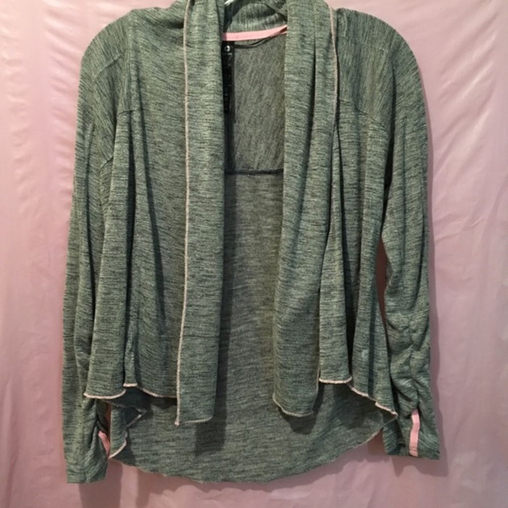 90 Degree by Reflex gray cardigan, pink trim
